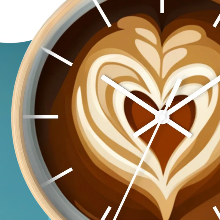 a close up image of a clock for fans of coffee
