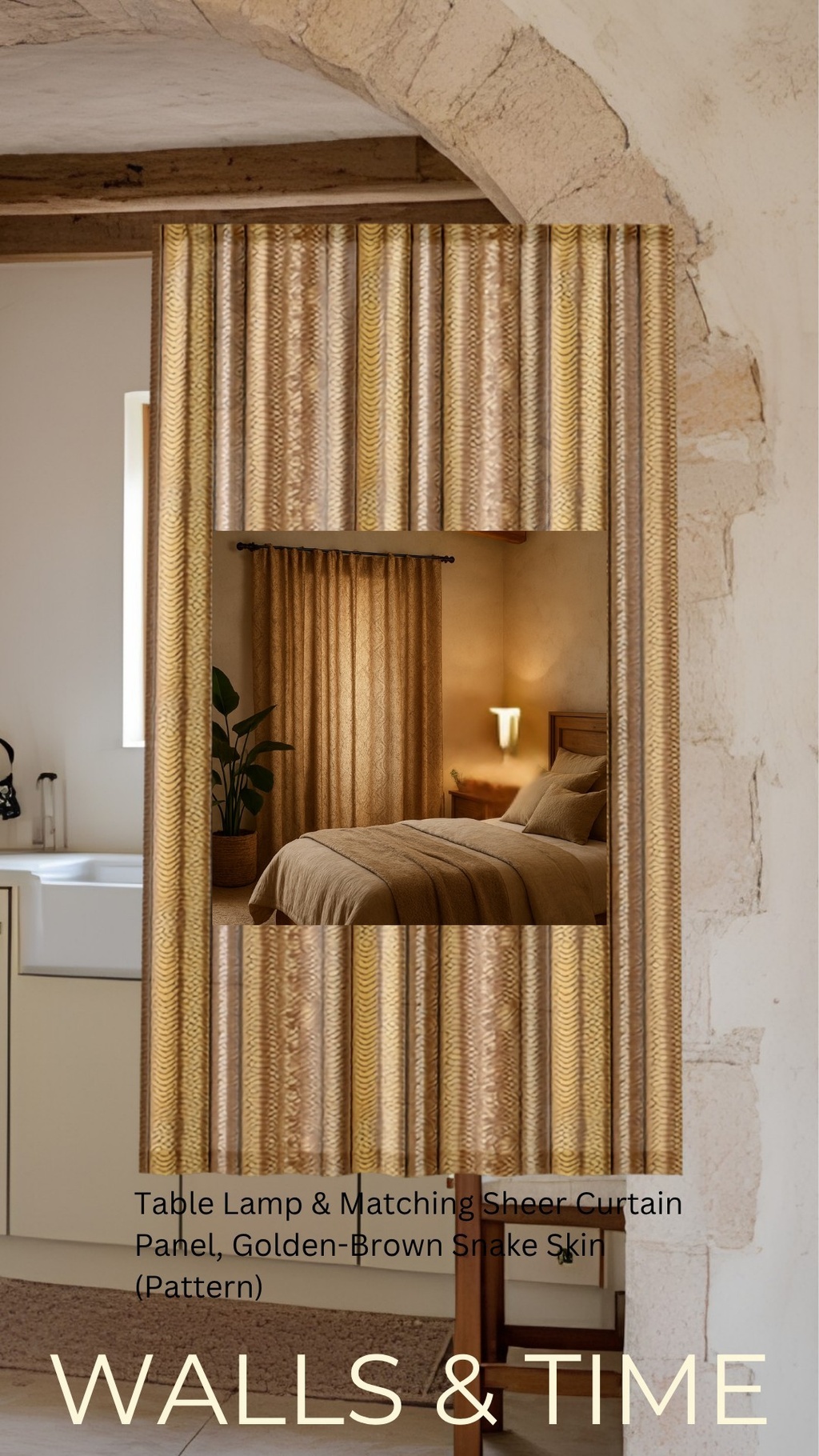 Table Lamp, Golden-Brown Snake Skin