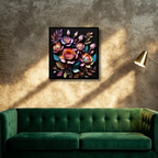 Floral 3D Wall Art Canvas - Elegant Moody Rose Design for Home Decor