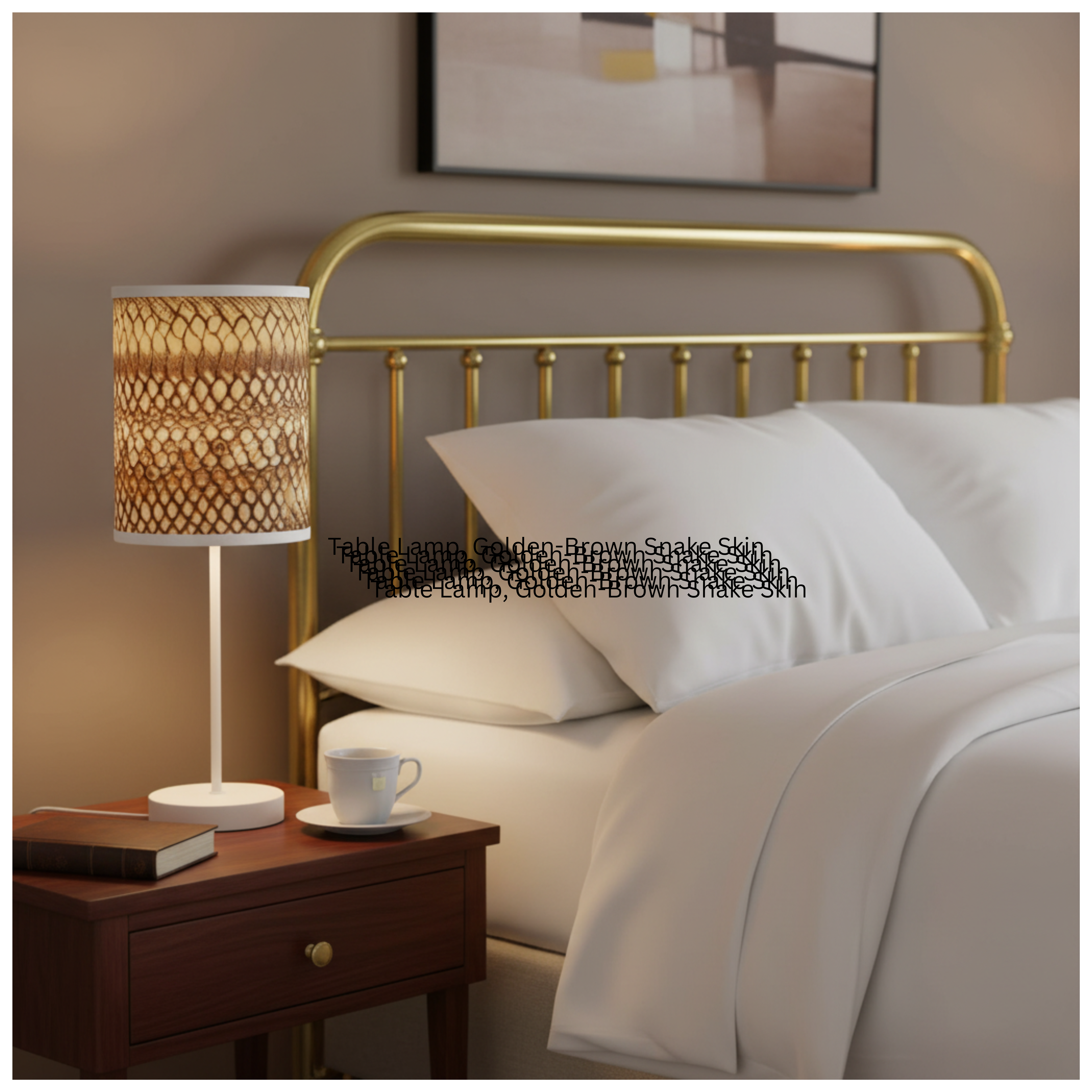 Table Lamp, Golden-Brown Snake Skin
