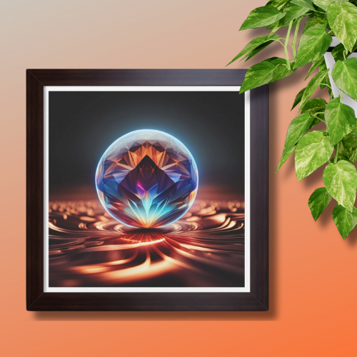 Framed Poster - Candle in a Gem Photorealistic AI Image White Frame