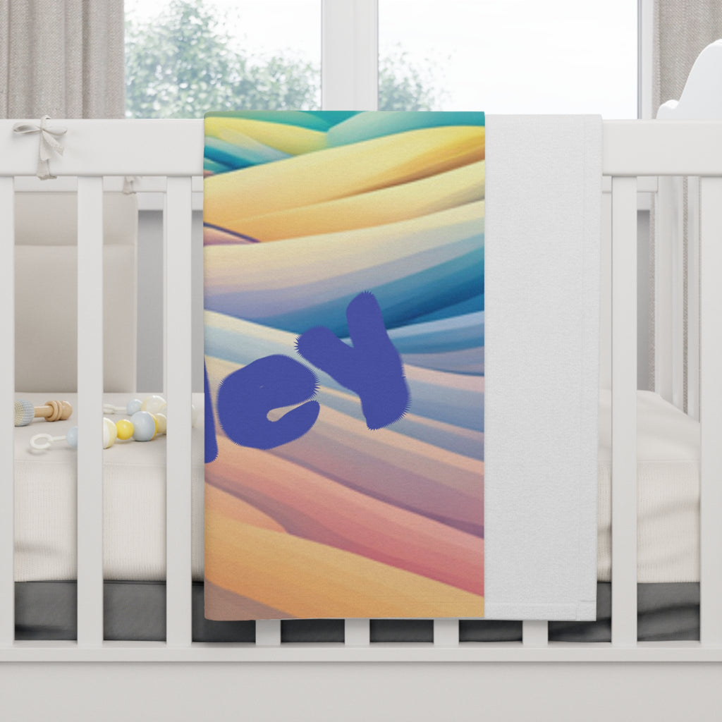 Personalized Fleece Baby Blanket — Custom Name & Date, Magical Landscape Design