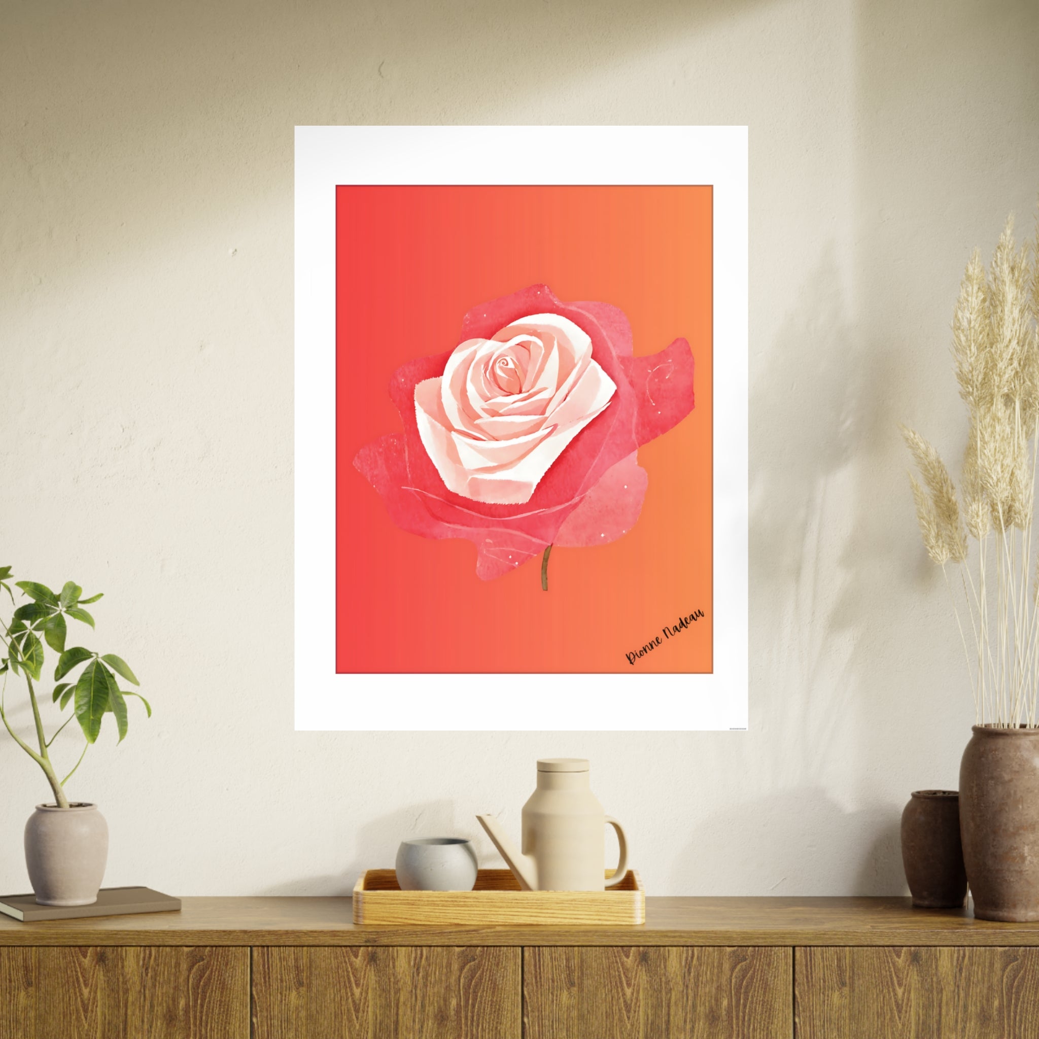 Red Rose Signed Digital Art Paper Poster