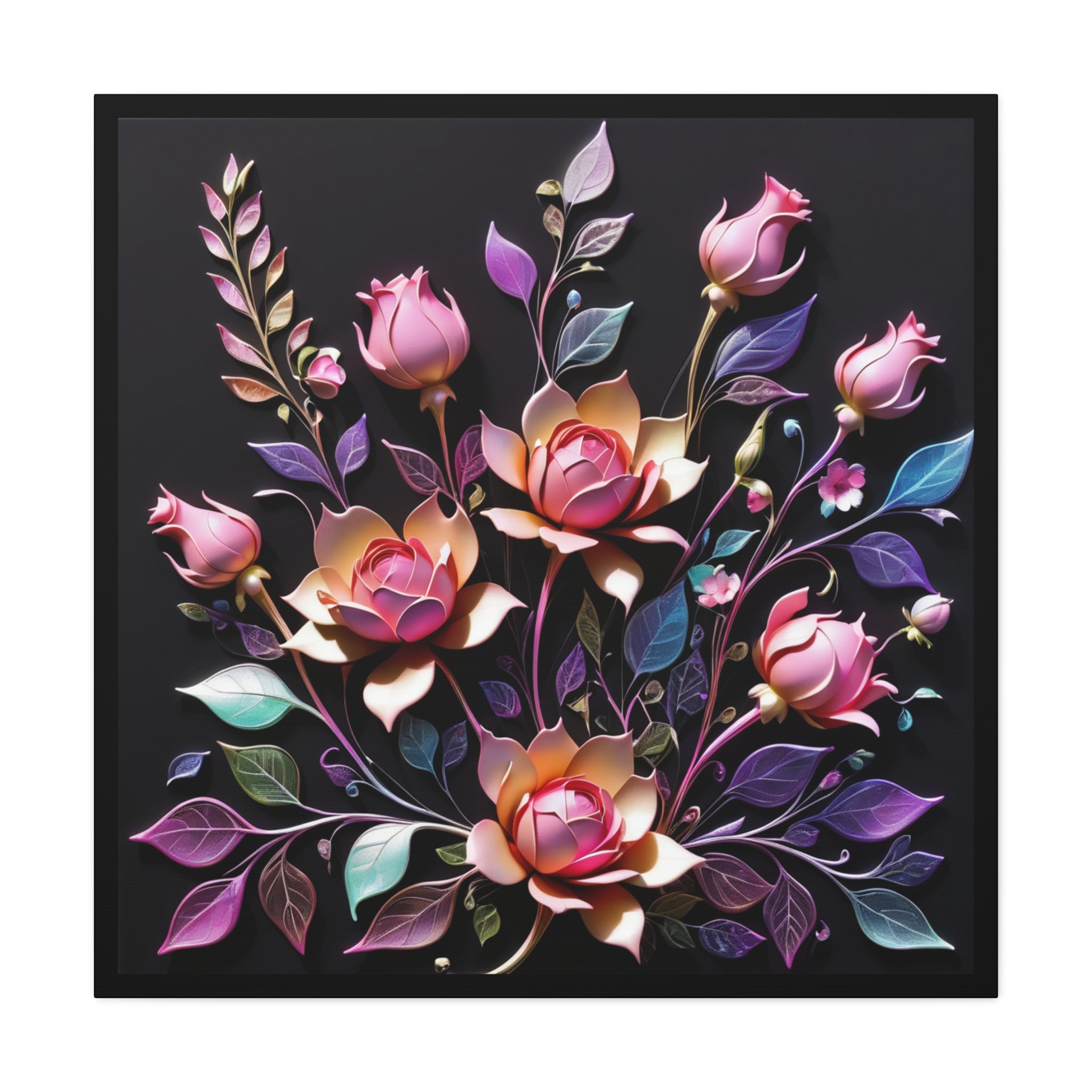 Metallic Floral 3D Canvas Print