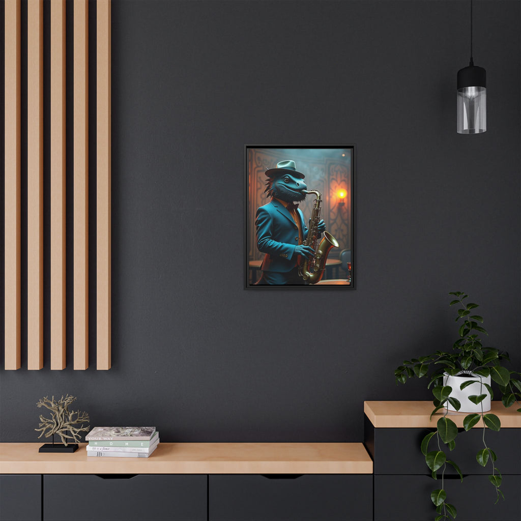 Bearded Dragon Playing the Saxophone Framed Wall Art