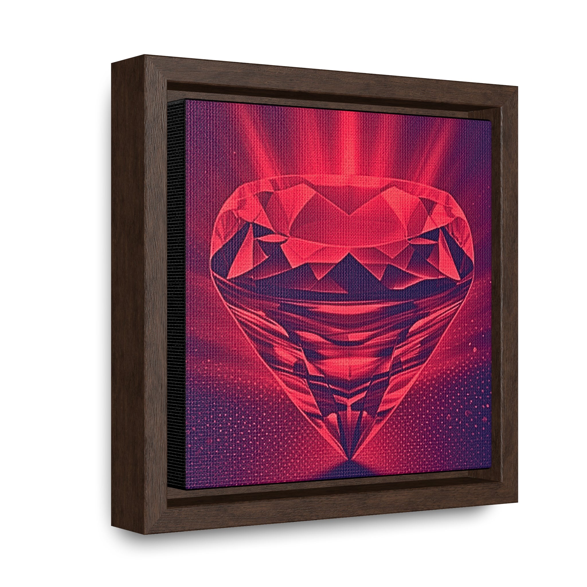 Mini Framed Wall Art, 6" x 6" Monochrome Red Ruby Denim Canvas Art Print