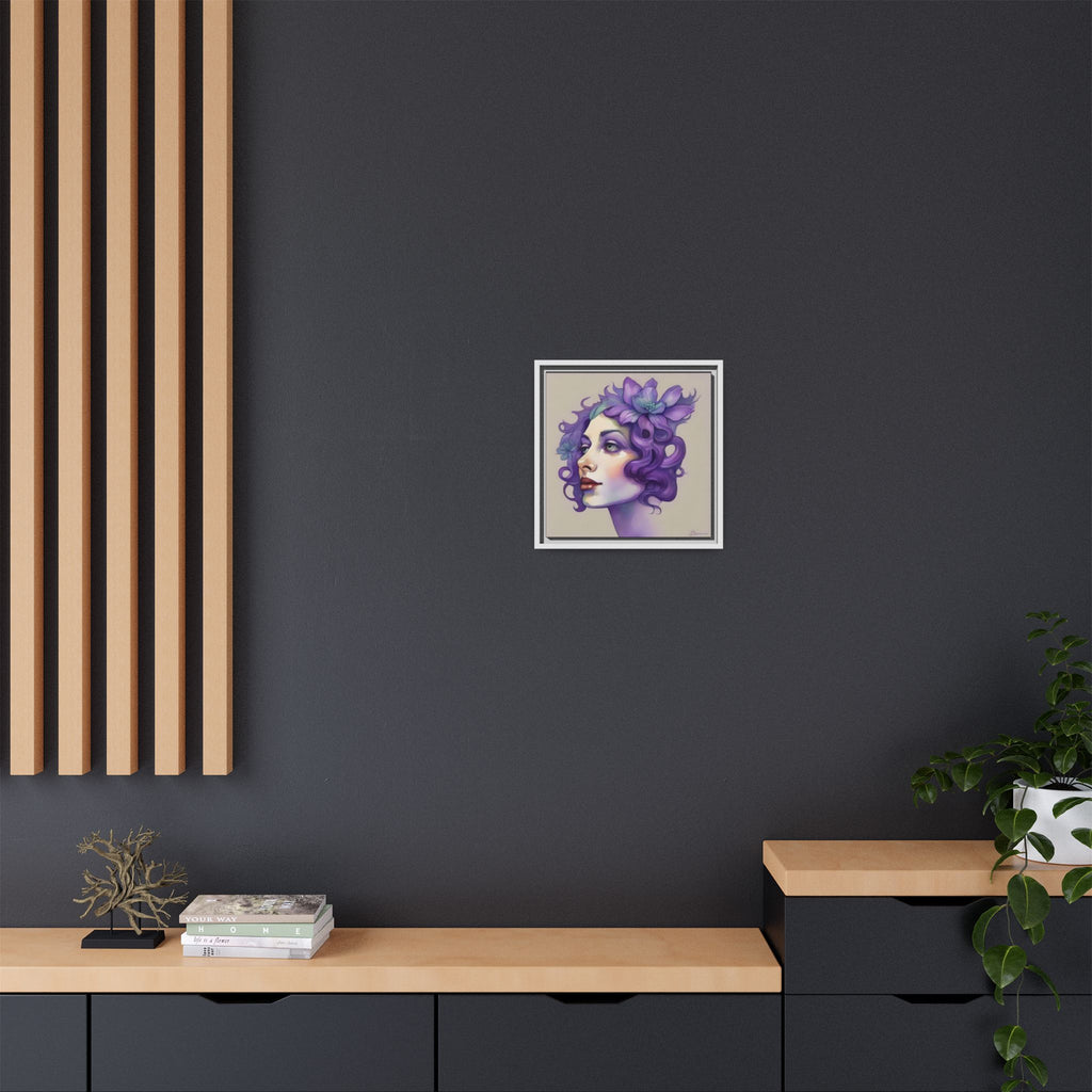 Purple Floral Portrait Matte Canvas Framed Wall Art