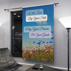 Inspirational Floral Window Curtain — "With Love By Your Side, May Your Dreams Be Your Guide"