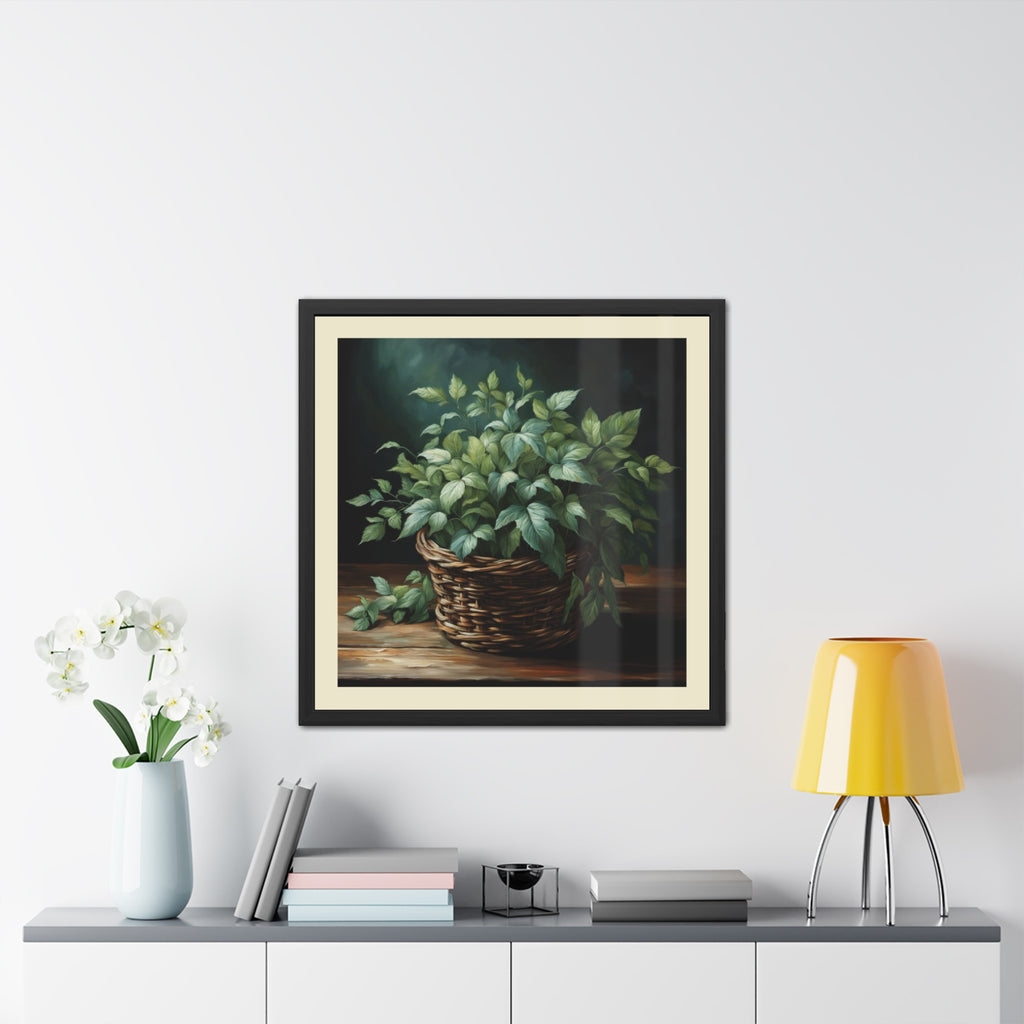 Herbal Basket Kitchen Decor Framed Poster