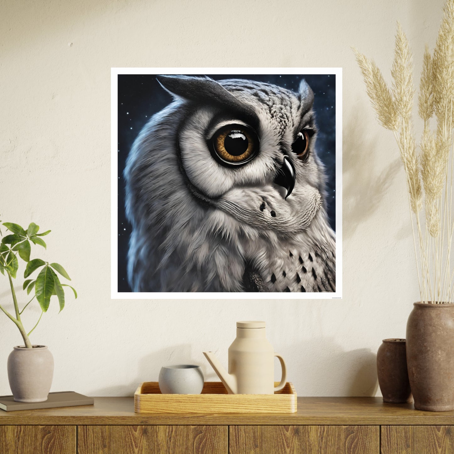 Night Owl Photorealistic Digital Art, Unframed Poster