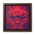 Mini Framed Wall Art, 6" x 6" Monochrome Red Ruby Denim Canvas Art Print