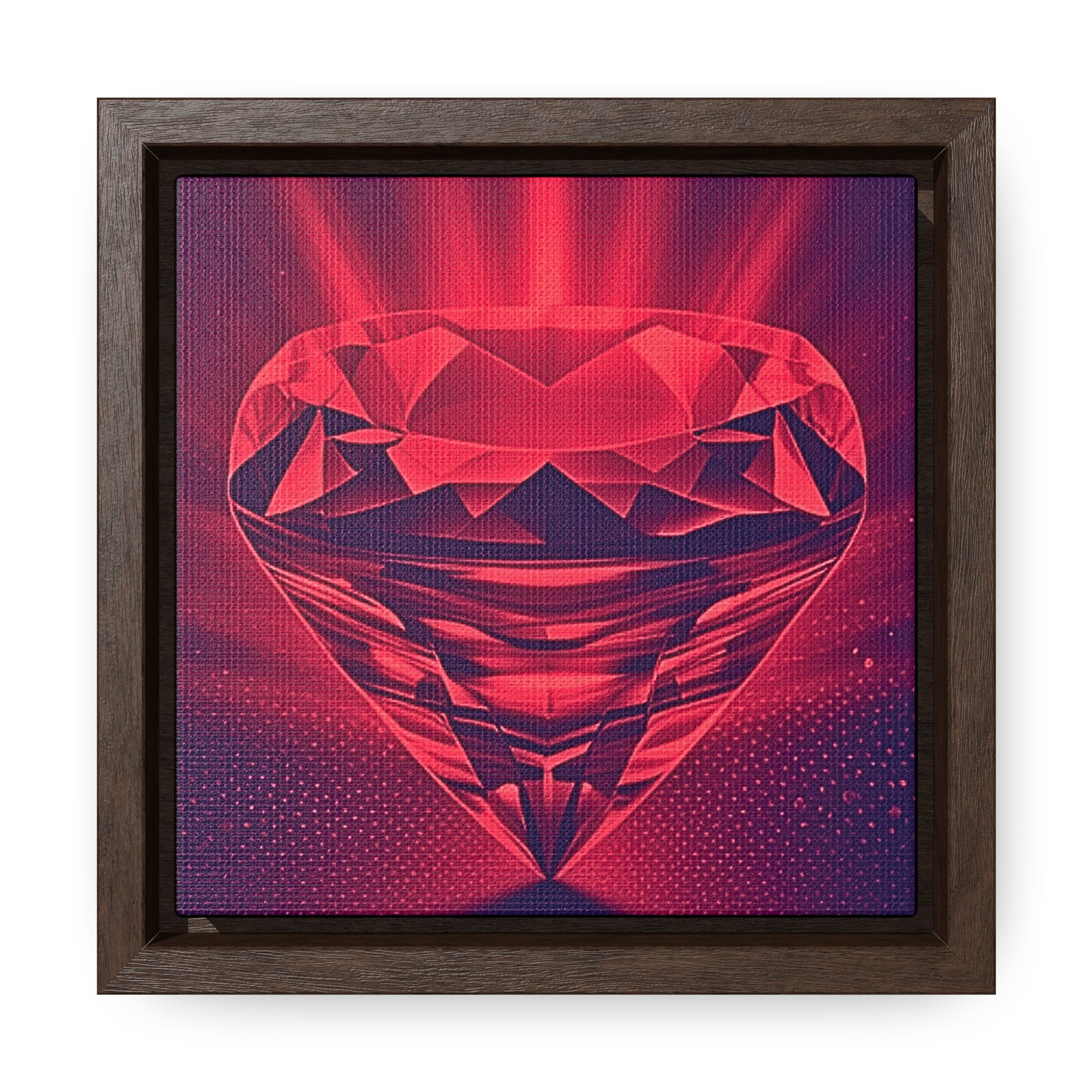 Mini Framed Wall Art, 6" x 6" Monochrome Red Ruby Denim Canvas Art Print