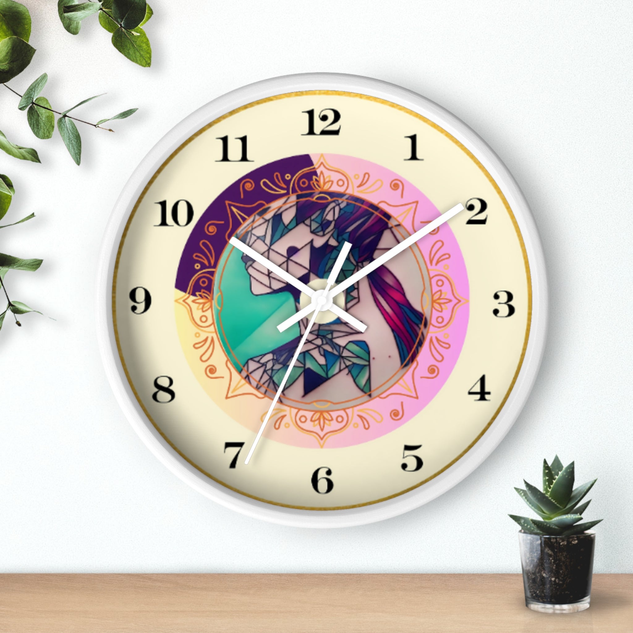 Teen Girl Tattoo Art Wall Clock — Non‑Ticking Bedroom Decor