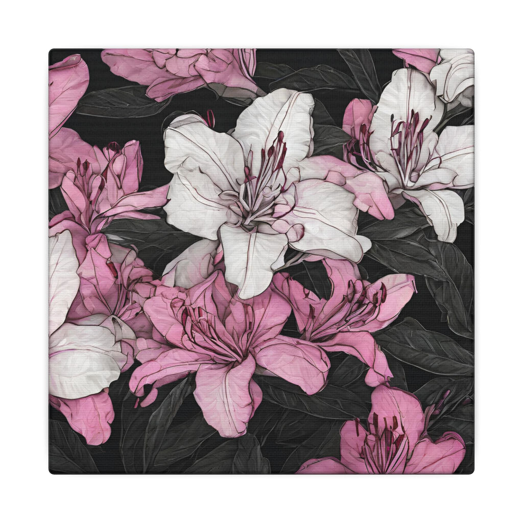 Pink & White Lily Matte Canvas Wall Art — Floral Stretched Canvas Print