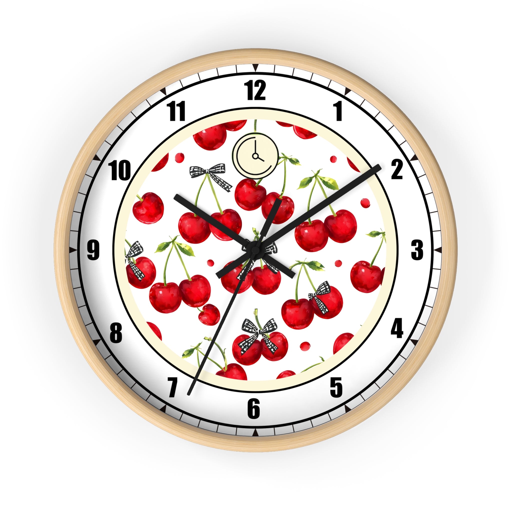 Cherry Blossom Wall Clock - Vintage Kitchen Decor, Fruit Theme Gift, Timepiece for Home & Farmhouse, Cute Gift for Garden Lovers