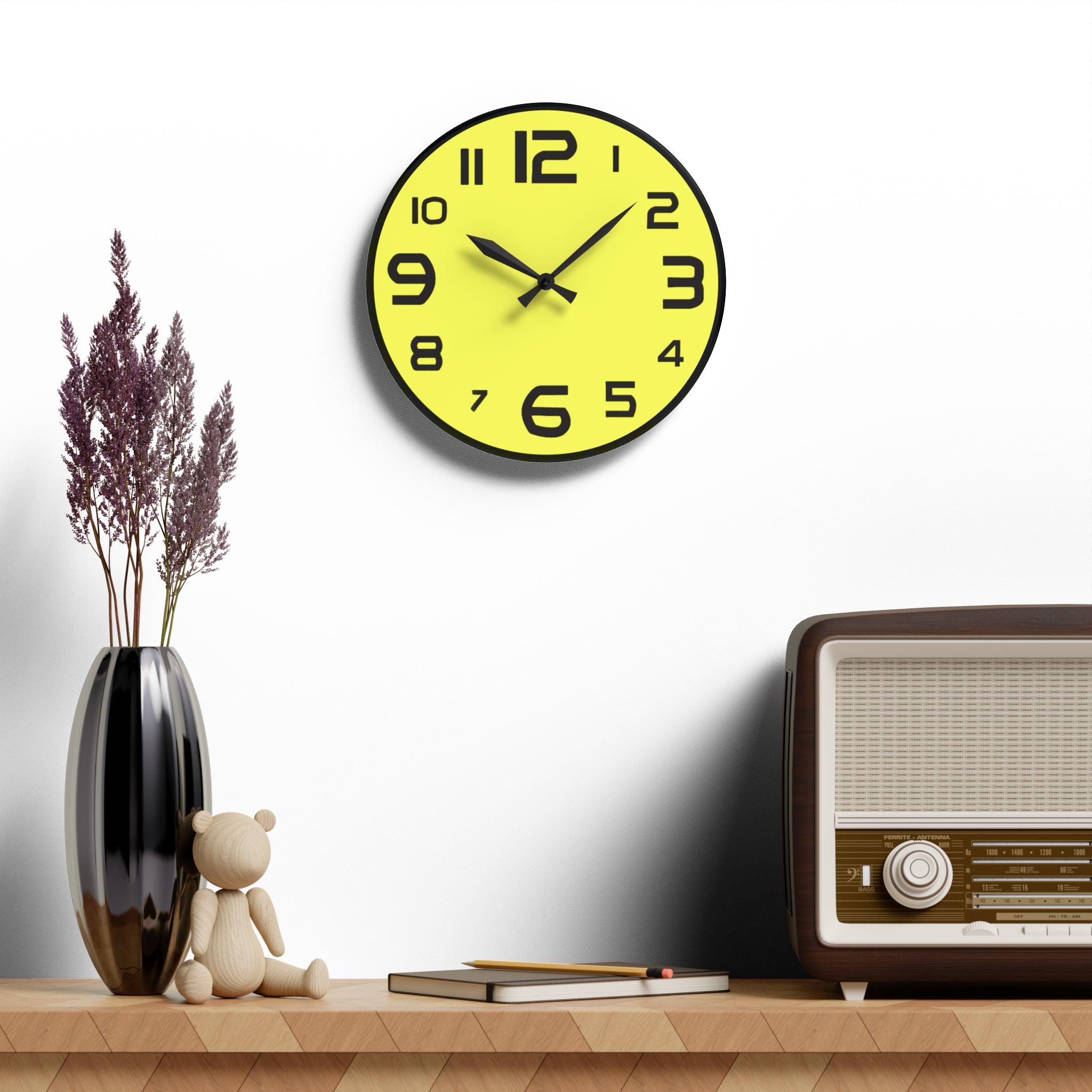 Decorative Lemon-Yellow Wall Clock