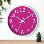Magenta Pink and White Wall Clock, Silent, Modern Home Decor, Office Wall Art, Unique Gift, Stylish Kitchen Clock