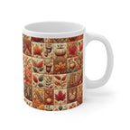 Coffee Mug, Autumn Quilt Design, Gift for Him, Tea Cup, Kitchen Decor, Unique Coffee Cup