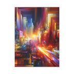 Abstract City Lights Photo Art Poster — Vibrant Futuristic Urban Wall Art