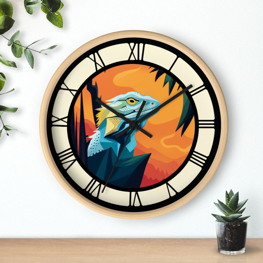 Bearded Dragon Wall Clock with Roman Numerals