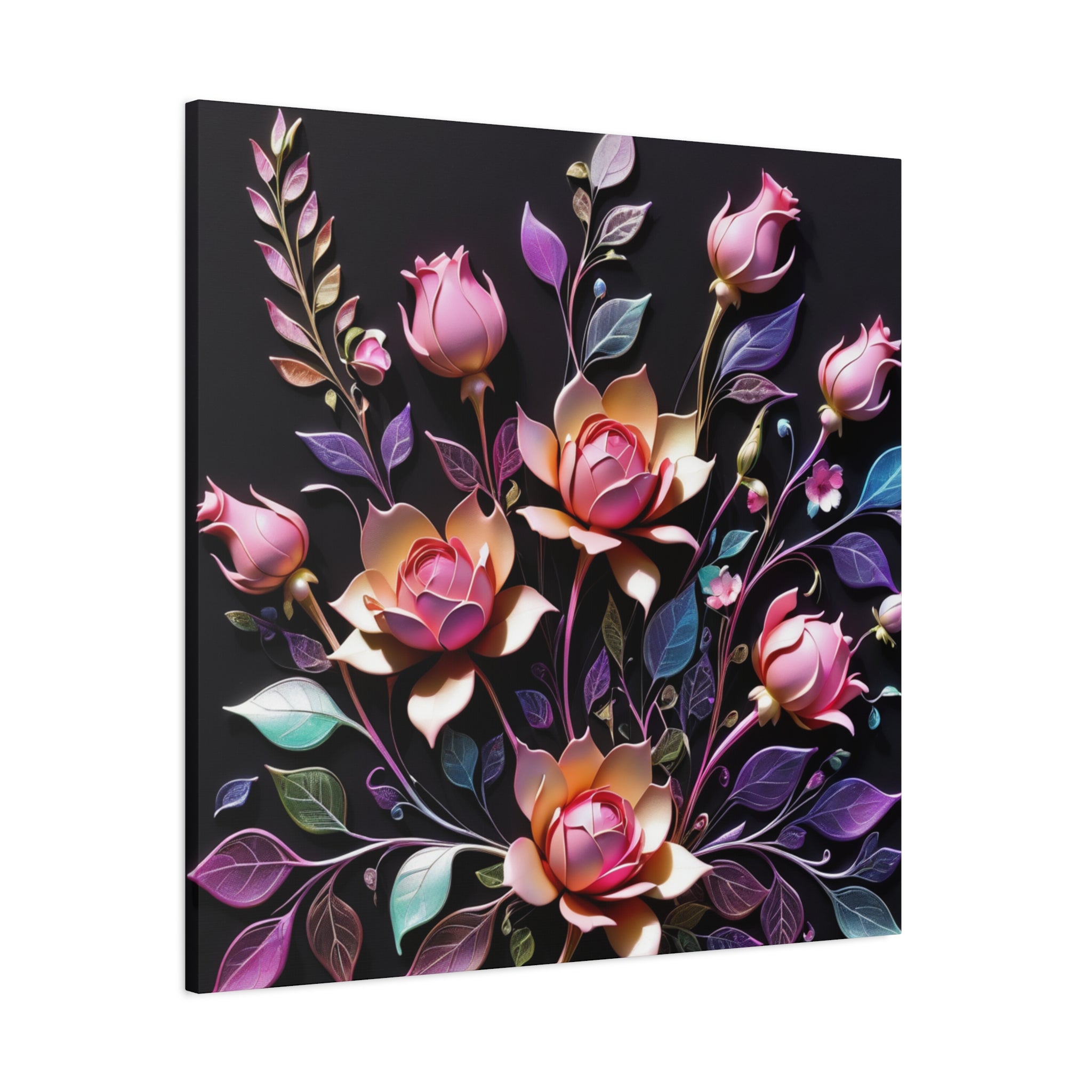 Metallic Floral 3D Canvas Print