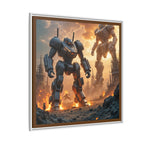 Framed Matte Canvas - Giant Mech Battle Scene Wall Art