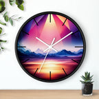 Gemstone Landscape Wall Clock, Round Silent Black Clock, Home Decor, Office Decor, Nature Lover Gift, Unique Clock Gift