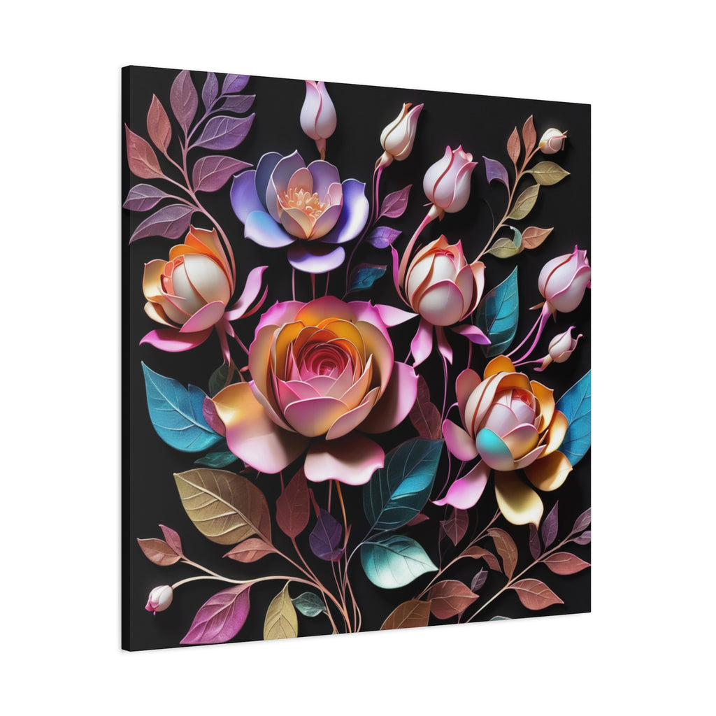 Floral 3D Wall Art Canvas - Elegant Rose Design for Home Decor
