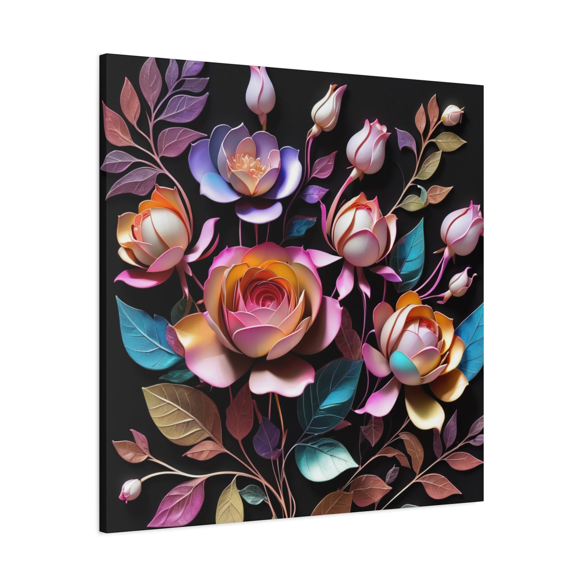 Floral 3D Wall Art Canvas - Elegant Rose Design for Home Decor