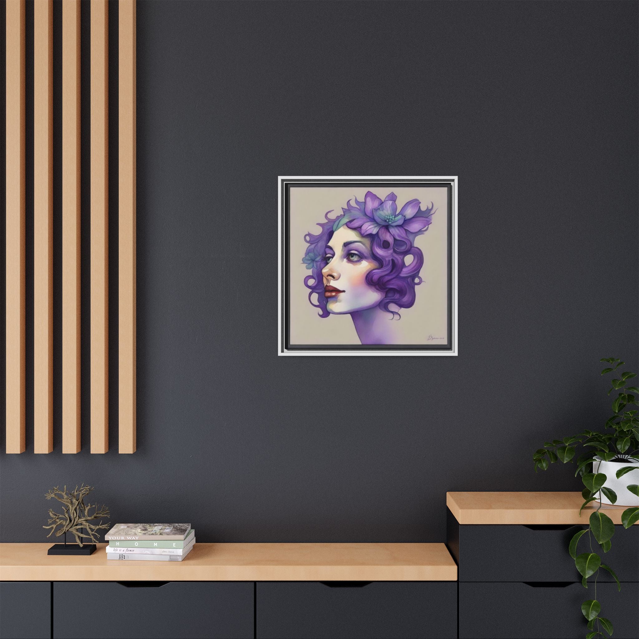 Painterly Floral Portrait Framed Art Print