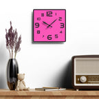 Pink Acrylic Wall Clock, Square Modern Design, Teen Gift