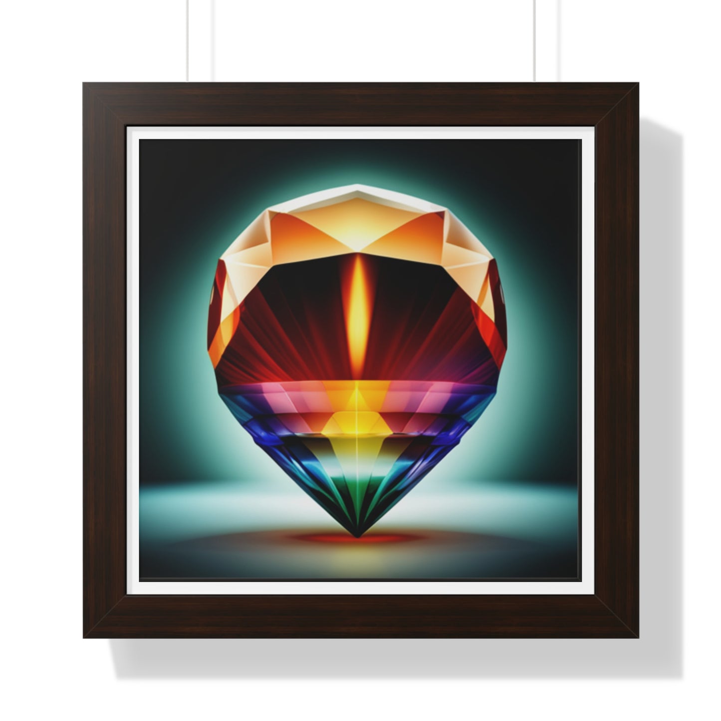 Framed Poster Candle in a Gem Photorealistic AI Image White Frame