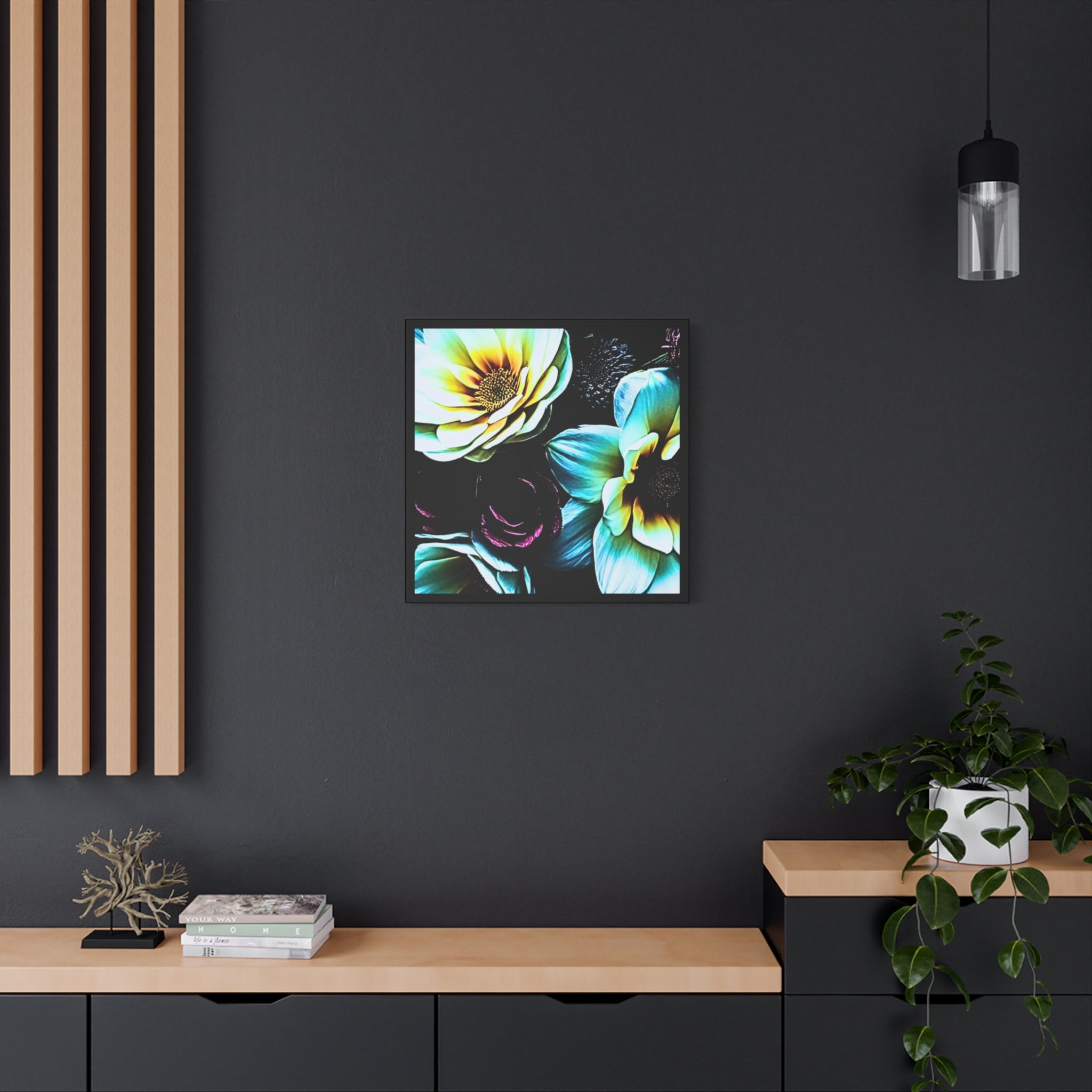 Unframed Canvas Art Print, Moody Botanicals Wall Art black border print