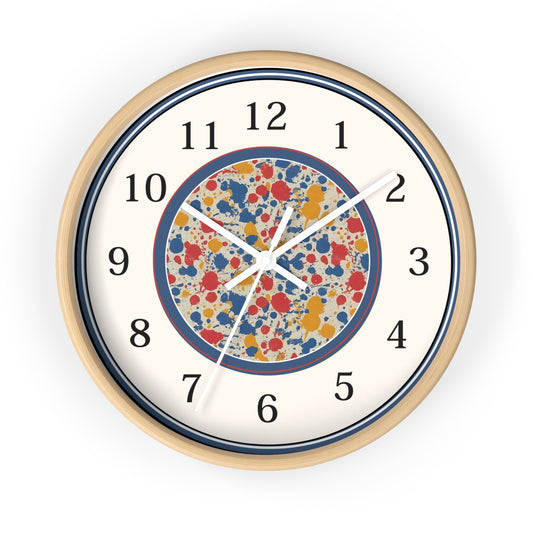 Colorful Paint-Splatter Art Wall Clock, non ticking