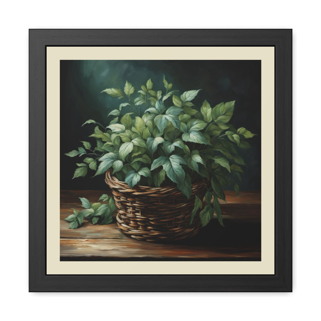 Herbal Basket Kitchen Decor Framed Poster