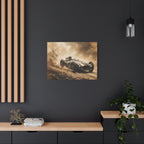 Vintage Racecar Wall Art Canvas – Sepia Classic Motorsport Print