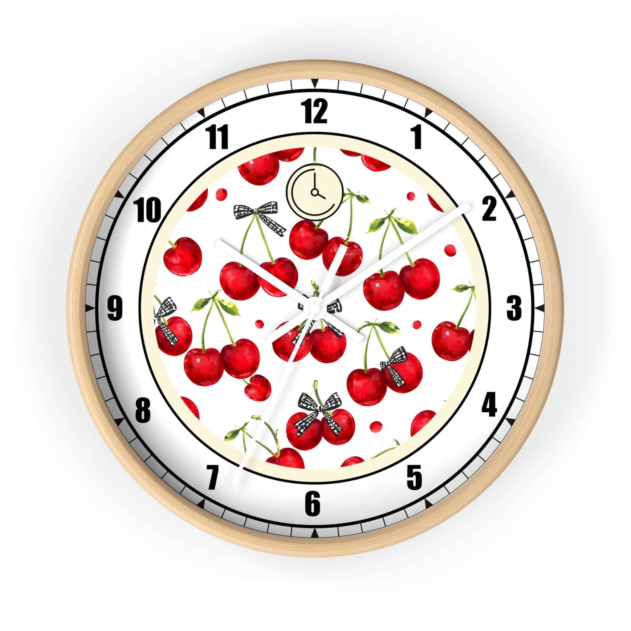 Cherry Blossom Wall Clock - Vintage Kitchen Decor, Fruit Theme Gift, Timepiece for Home & Farmhouse, Cute Gift for Garden Lovers
