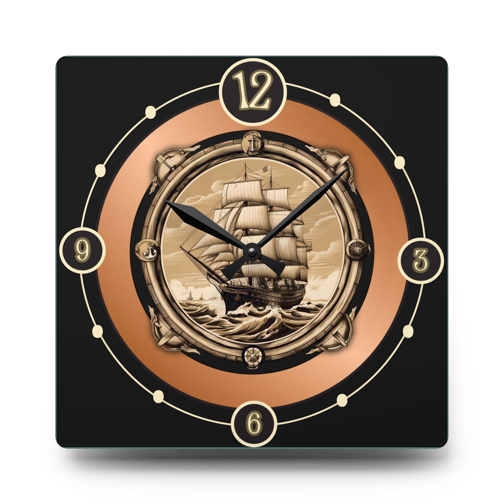 Vintage Styled Ship Acrylic Wall Clock