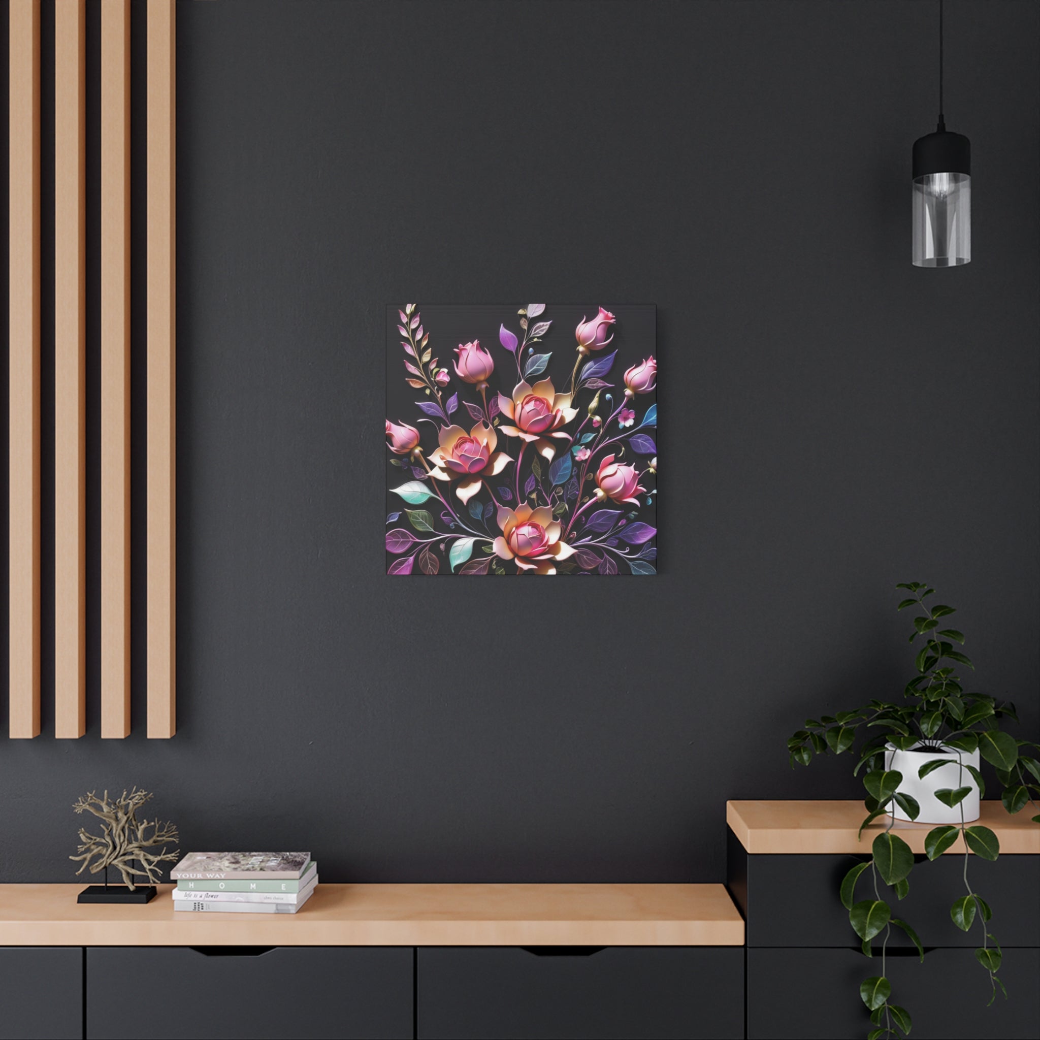 Metallic Floral 3D Canvas Print