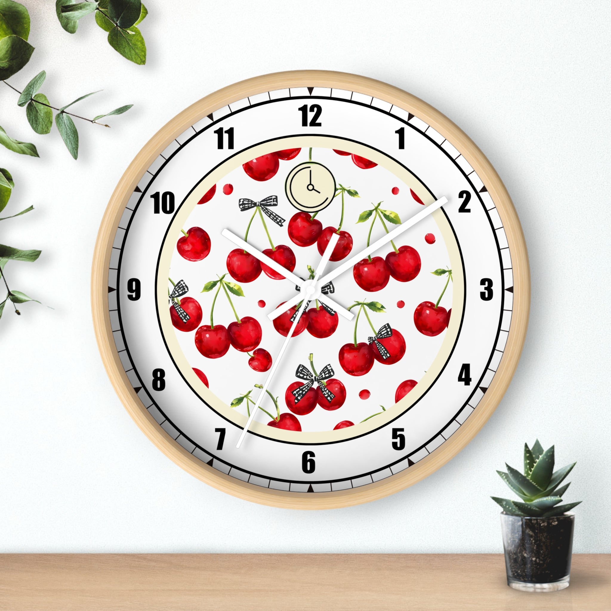 Cherry Blossom Wall Clock - Vintage Kitchen Decor, Fruit Theme Gift, Timepiece for Home & Farmhouse, Cute Gift for Garden Lovers