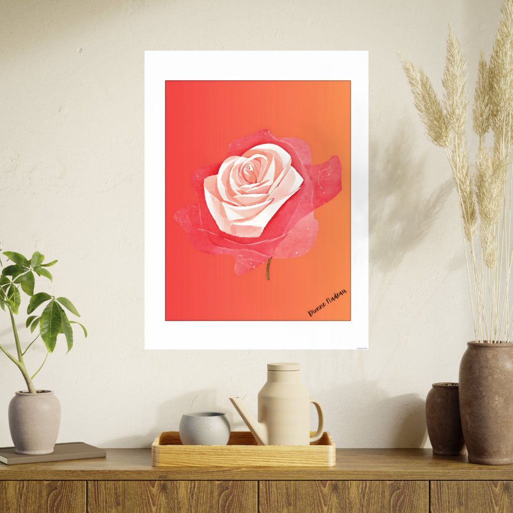 Red Rose Signed Digital Art Paper Poster