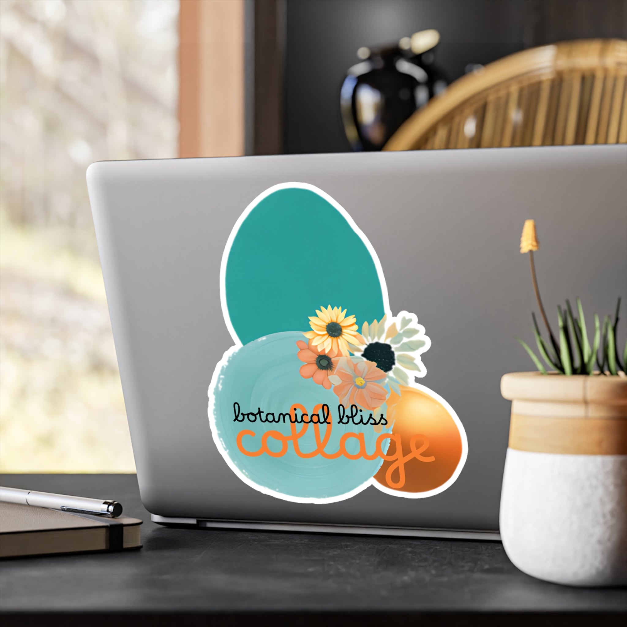 Kiss-Cut Vinyl Wall Decals, Satin Finish, Transparent, Vintage Botanical Collage Wall Art Sticker, Removable, Reuseable