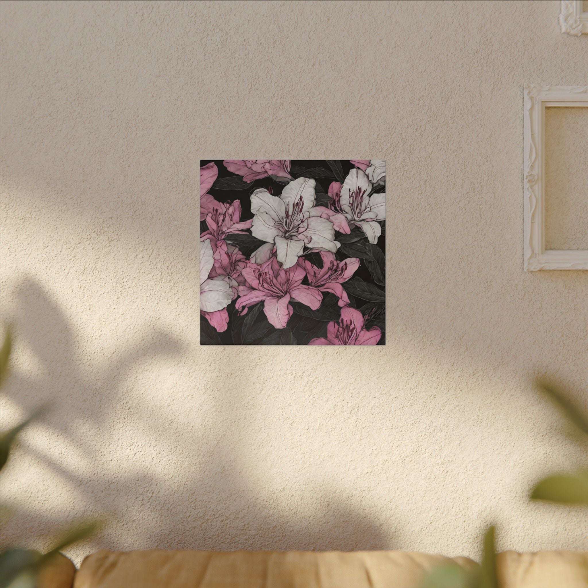 Pink & White Lily Matte Canvas Wall Art — Floral Stretched Canvas Print