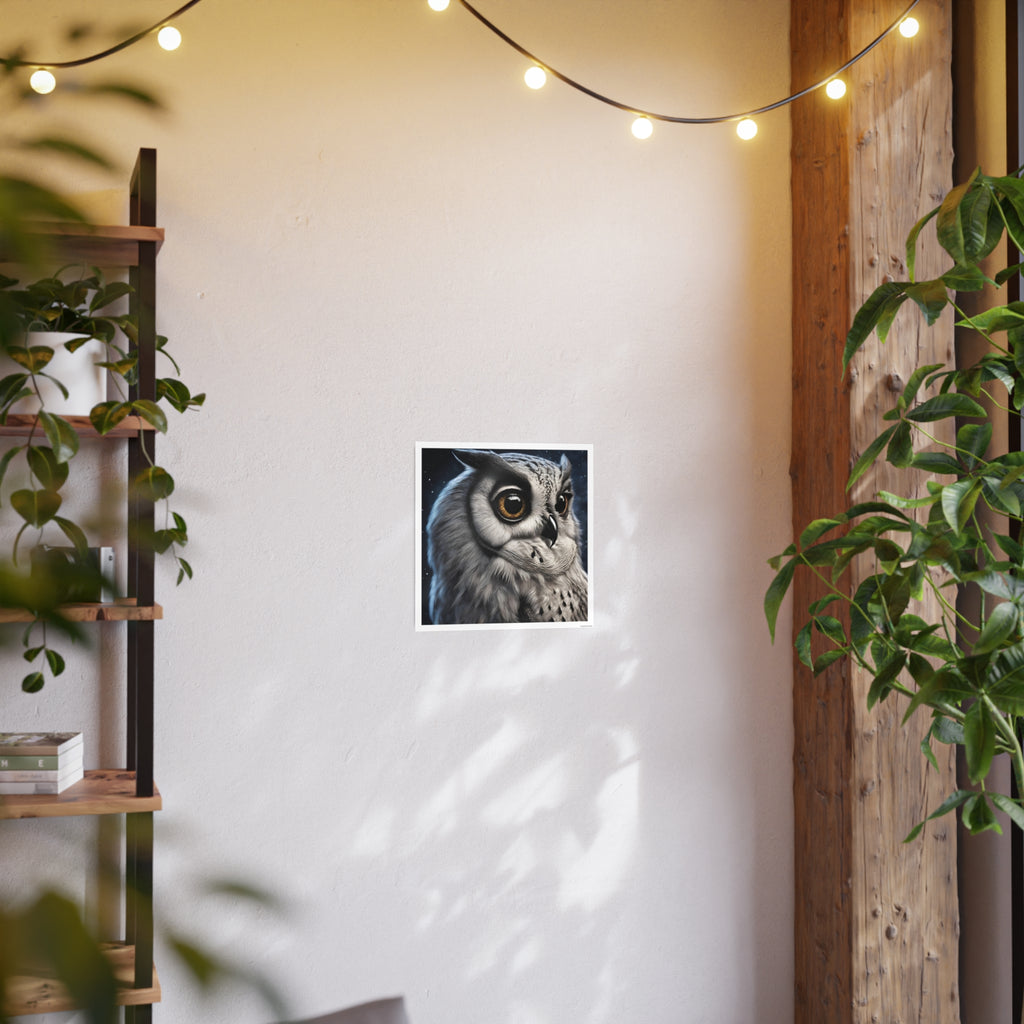 Night Owl Unframed Square Satin Poster for Wall Art - Photographic AI Art