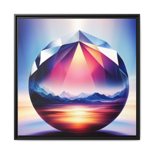 Framed Canvas Print, Landscape Inside a Gem, Digital Art