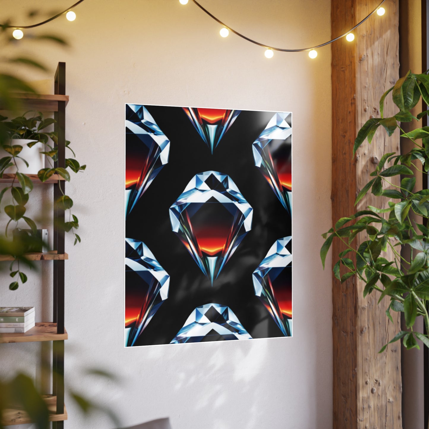 Large Unframed Satin Posters, Diamond and Fire Collage Photorealistic Digital Art