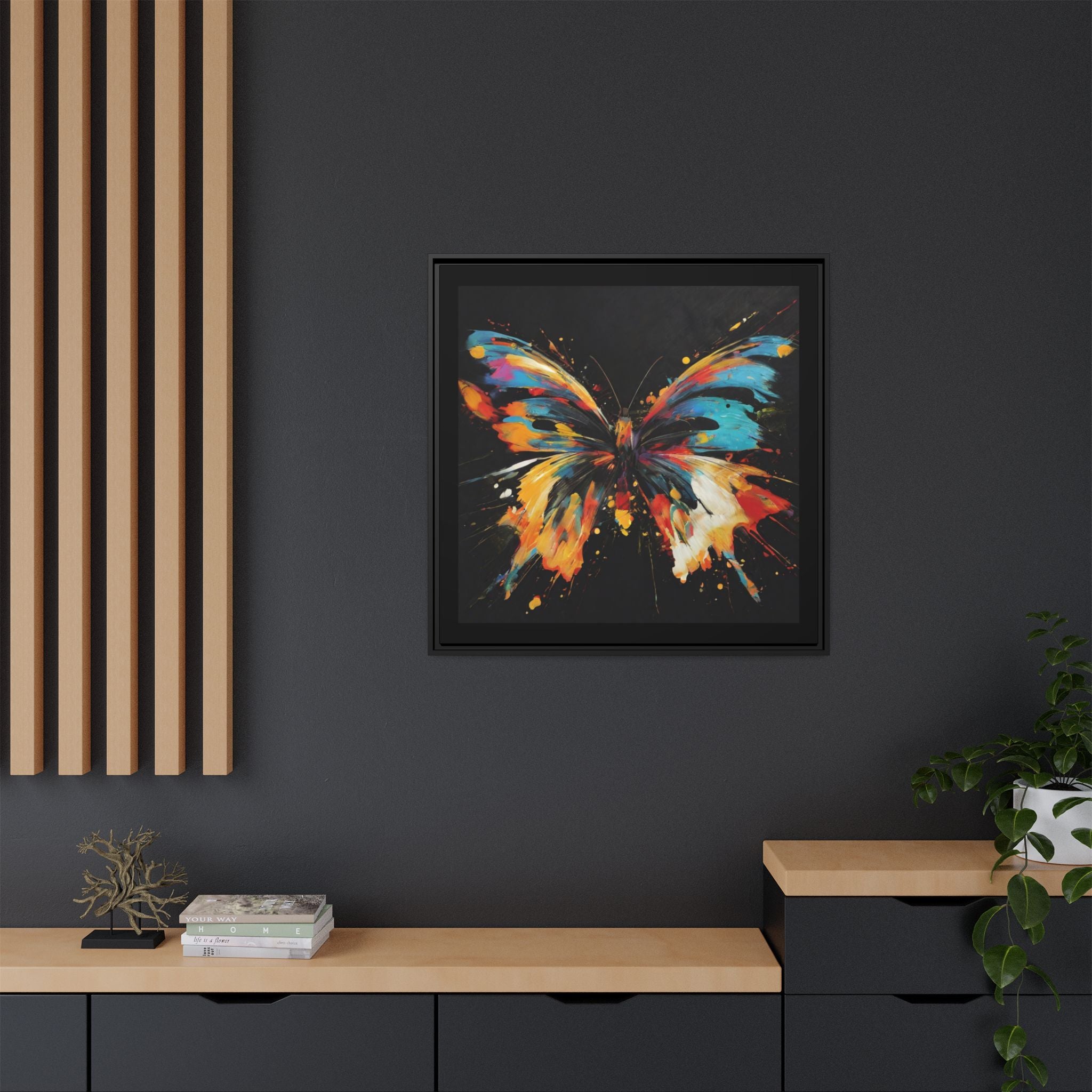 Framed Splatter-Paint Butterfly Art Print