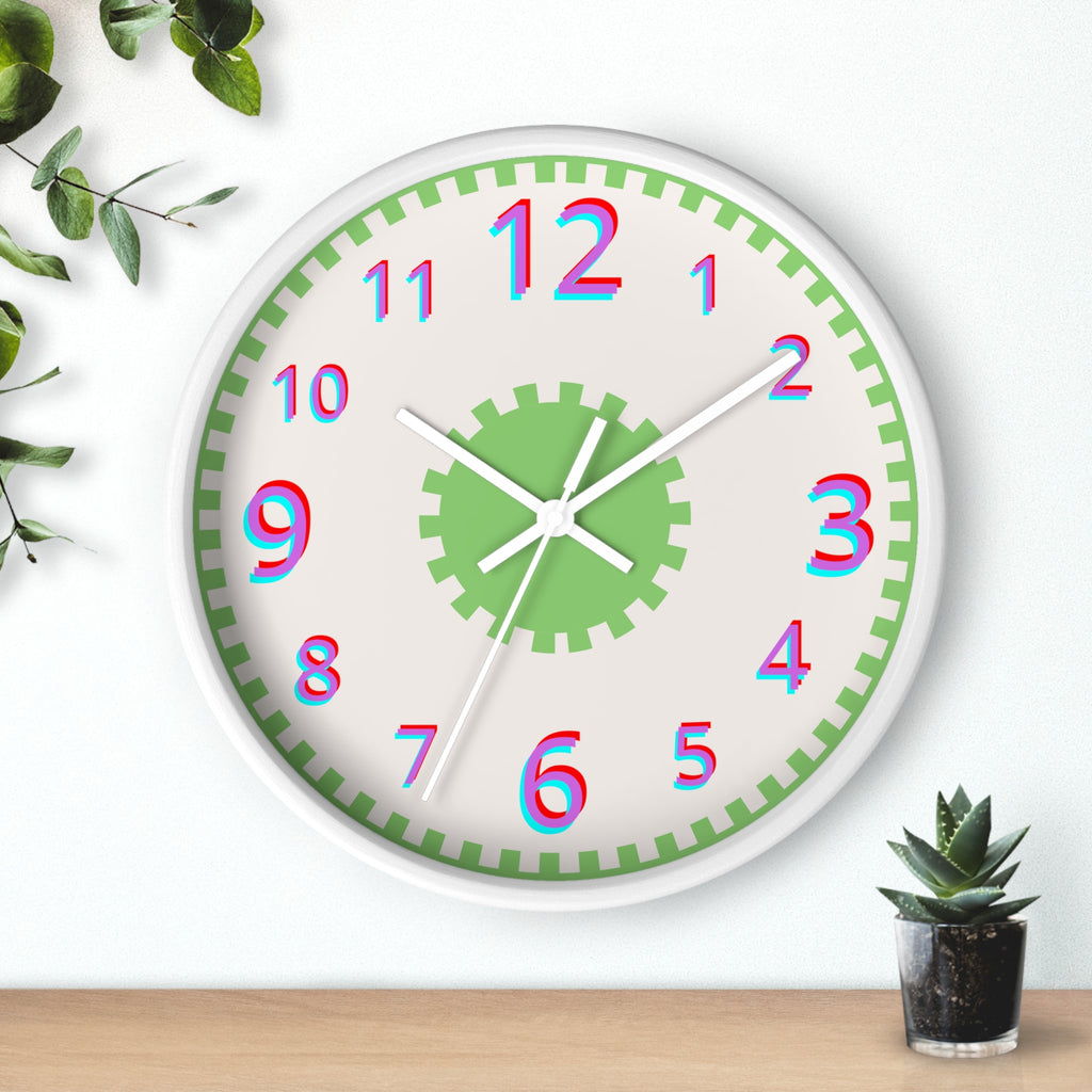 Geared Up 10" Round SILENT Wall Clock for Kids
