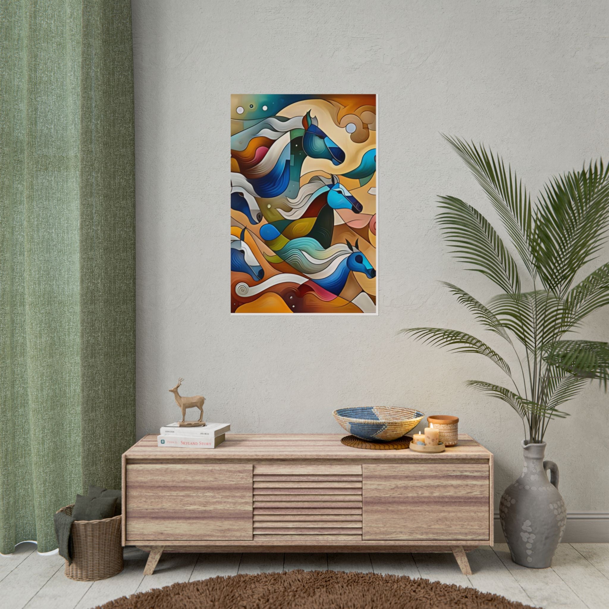 Jewel-Tone Horse Racing Poster — Rolled Unframed Prints (Multiple Papers & Sizes)