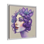 Purple Floral Portrait Matte Canvas Framed Wall Art